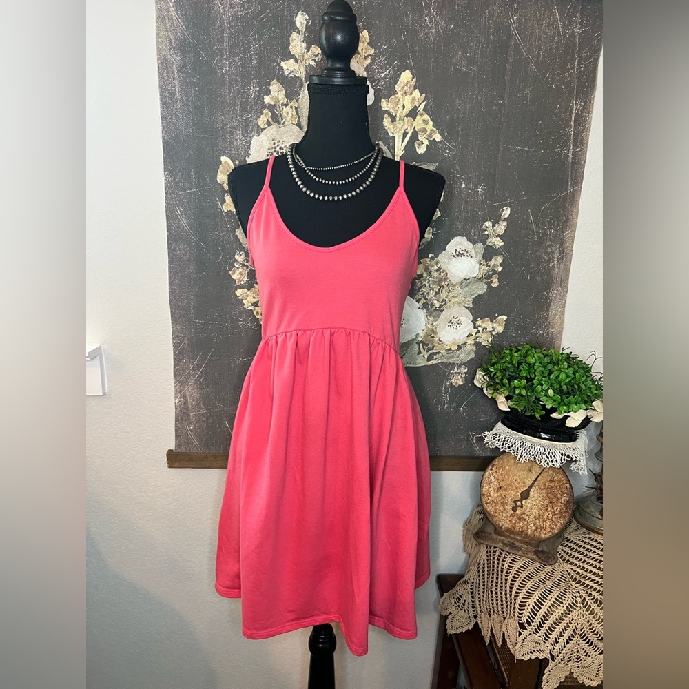 Wild Fable Coral Strappy Short Empire Waist Sundress‎ Sz S Tennis Preppy Summer